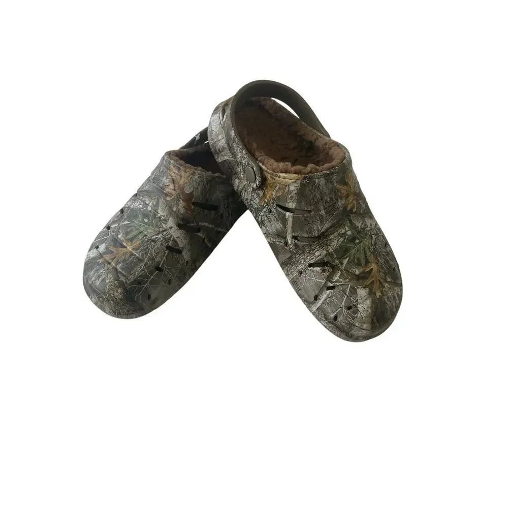 REAL TREE CLOGS SHERPA LINE SHOES CAMOUFLAGE‎ SZ 8 RUGGED SHARK HUNTING ARMY OAK